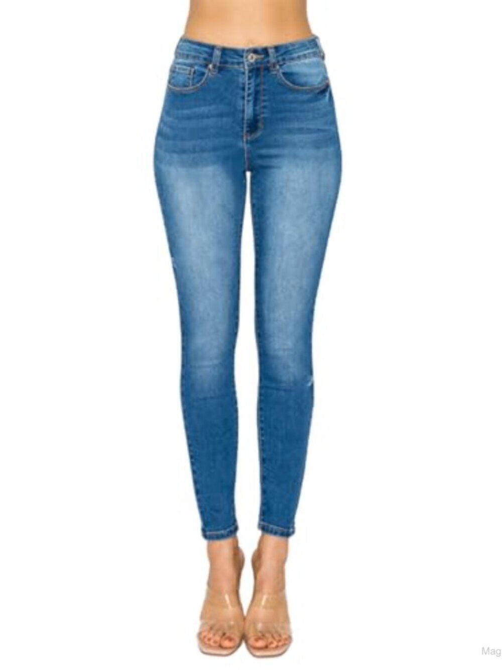 High Waisted Skinny Jeans 5-Pocket Stretch Denim